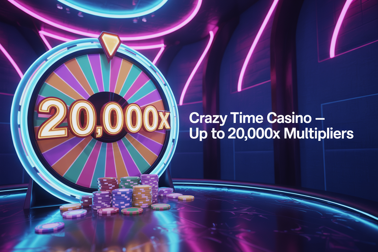 Crazy Time Live Casino Game Wheel - Evolution Gaming Live Casino with Top Slot Multipliers